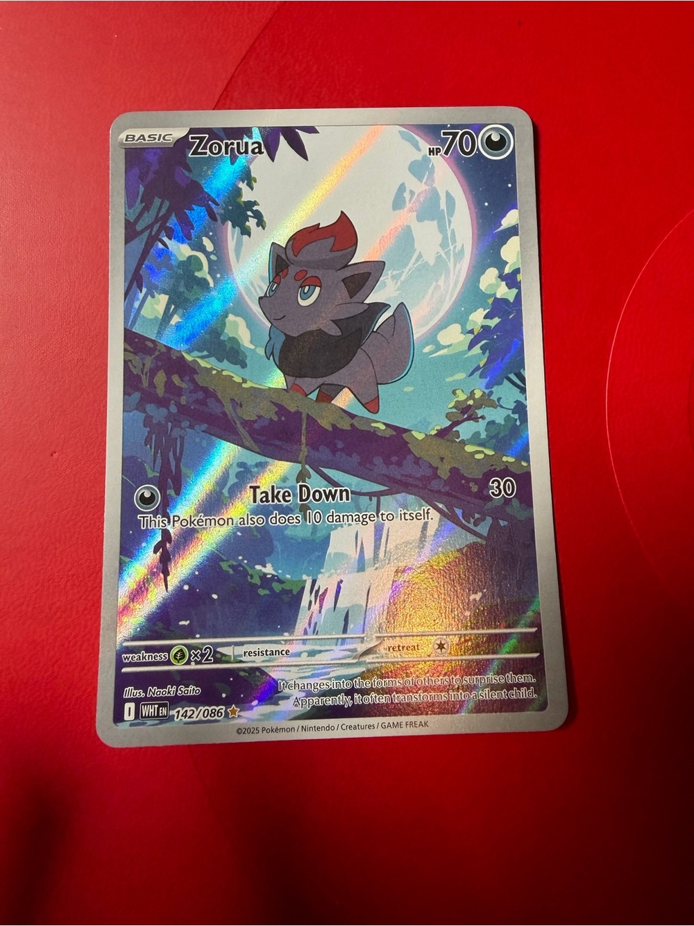 Pokemon Company Zorua White Flare 142/086 Illustration Rare Holo Basic 70 HP EN